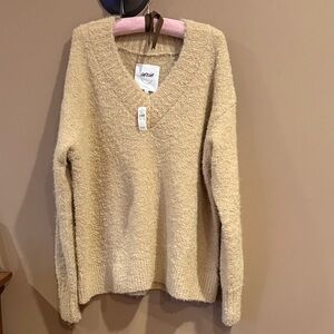 NWT! Aerie Cozy Tan V-Neck Sweater